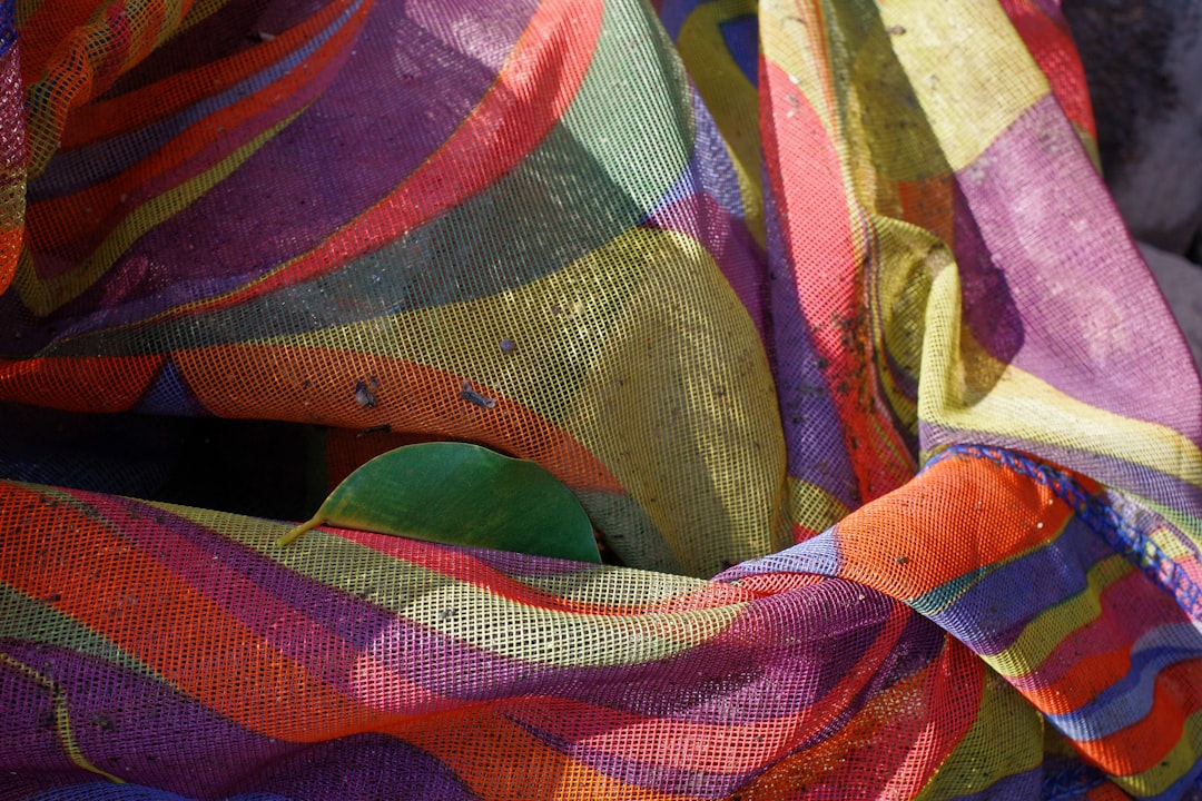 Colorful abstract fabric with swirling patterns